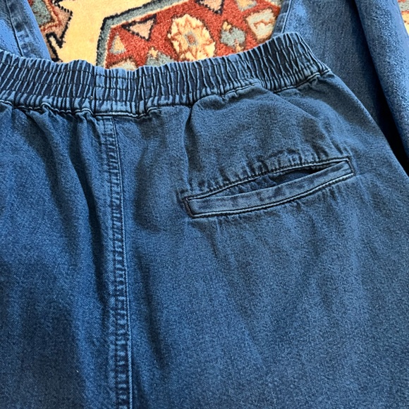 Joie two piece set denim jogger pants puff sleeve top chambray Canadian tuxedo S - Picture 10 of 15